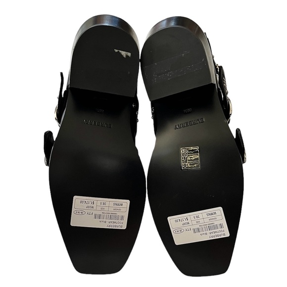 NEW Burberry Women’s Albertina Studded Peep-Toe Booties size 38.5 Black - Picture 10 of 14